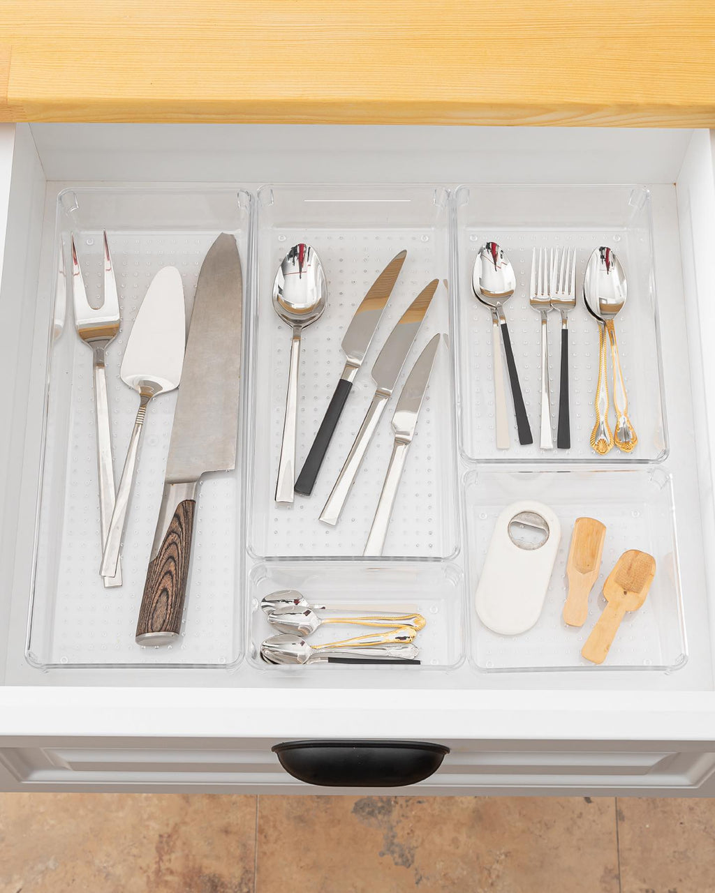 Stile Cucina 6 Parça Ayarlanabilir Çekmece İçi Düzenleyici Makyaj Ve Takı Organizeri Şeffaf Set-2