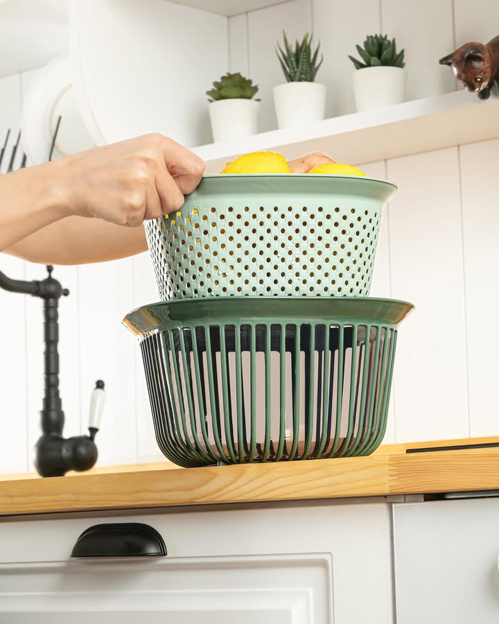 Stile Cucina Linea Süzgeçli Kare Kase Yeşil 4 Litre