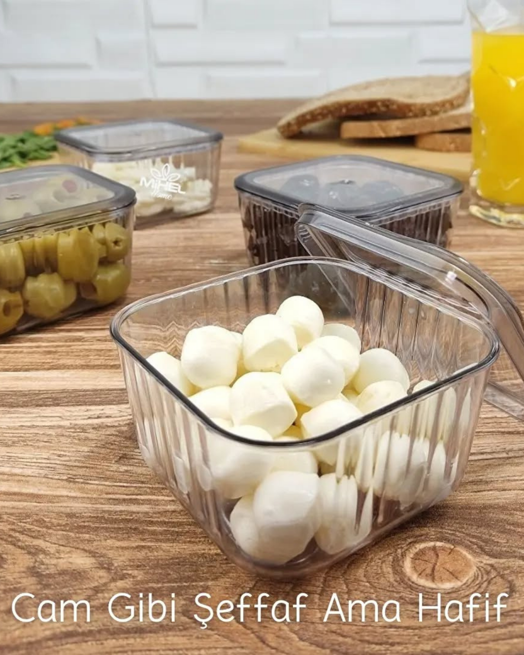 Stile Cucina 6'lı Dikdörtgen Bölmeli Kapaklı Kahvaltılık Seti Akrilik