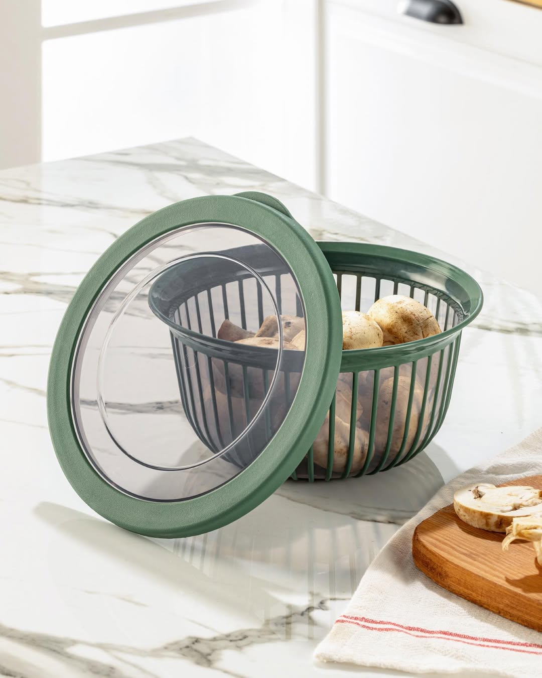 Stile Cucina Linea 3 Adet 3 Litre Yuvarlak Sızdırmaz Çerez & Meyve & Bakliyat Saklama Kabı Yeşil