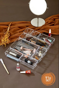 Stile Cucina 9 Parça Ayarlanabilir Çekmece İçi Düzenleyici Makyaj Ve Takı Organizeri Şeffaf