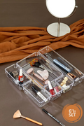 Stile Cucina 6 Parça Ayarlanabilir Çekmece İçi Düzenleyici Makyaj Ve Takı Organizeri Şeffaf Set-2