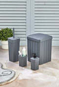 Stile Cucina Trend Lüx Fitil Çizgili Desenli Banyo Çöp Kutusu - WC Tuvalet Fırçası - Sabunluk - Diş Fırçalık Antrasit
