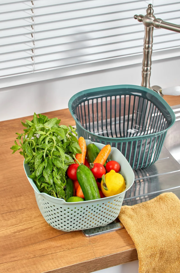 Stile Cucina Linea Süzgeçli Kare Kase Yeşil 4 Litre