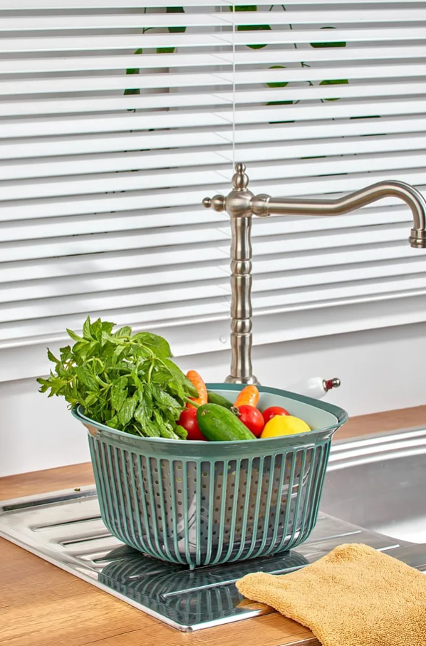 Stile Cucina Linea Süzgeçli Kare Kase Yeşil 4 Litre