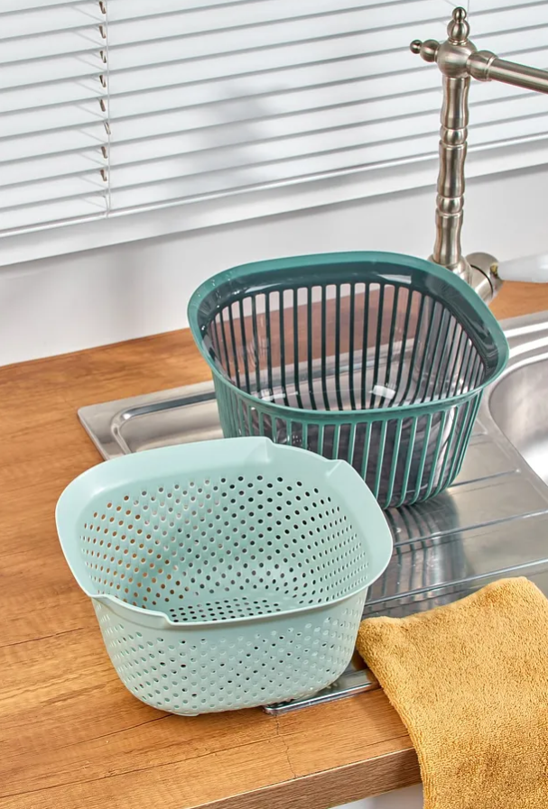 Stile Cucina Linea Süzgeçli Kare Kase Yeşil 4 Litre