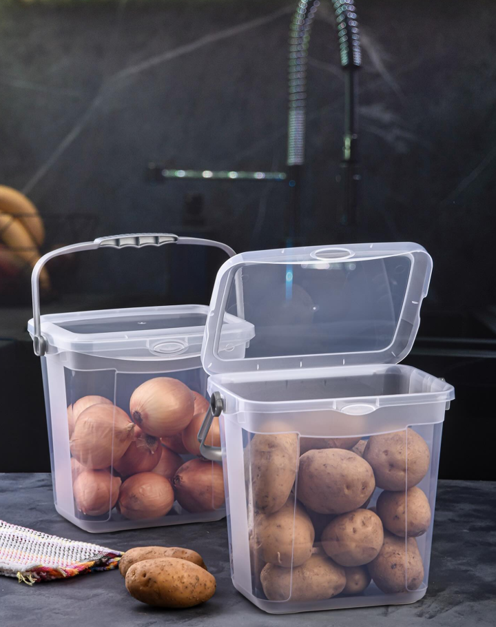 Mega Boy 2'li Kare Un Bakliyat Kabı 6 Litre - Kulplu Deterjanlık Saklama Kutusu