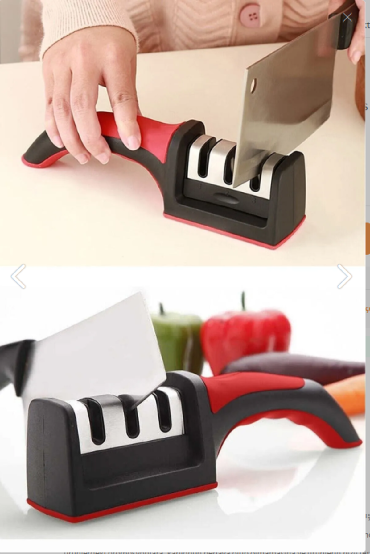 Stile Cucina 3 Açılı Profesyonel Bıçak Bileyici – Elmas Seramik Tungsten Çelik El Bıçakları Bileme Kırmızı Siyah