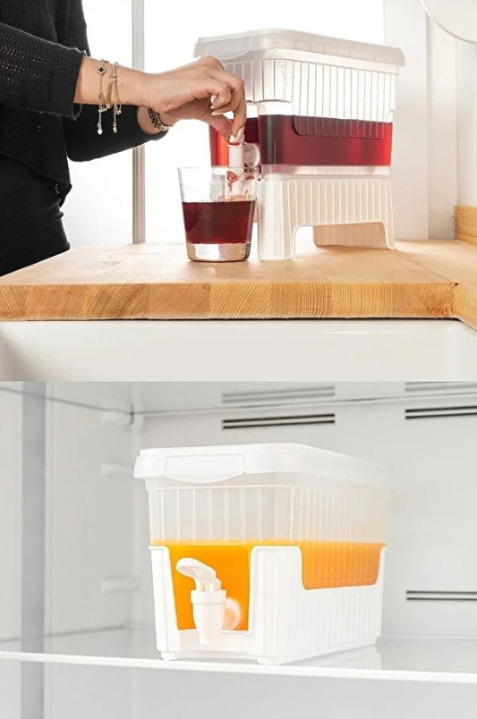 Stile Cucina 4,5 Litre Musluklu Ve Ayaklı Buzdolabı Su Limonata Sebili Beyaz