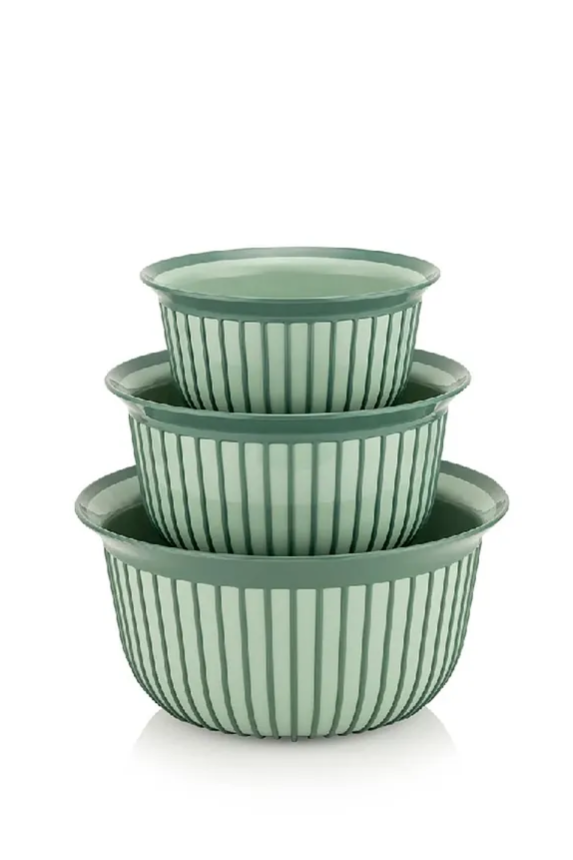 Stile Cucina 3lü Ekonomik Linea Yuvarlak Kase Seti Bej 3X (1 Litre- 2 Litre- 3 Litre)