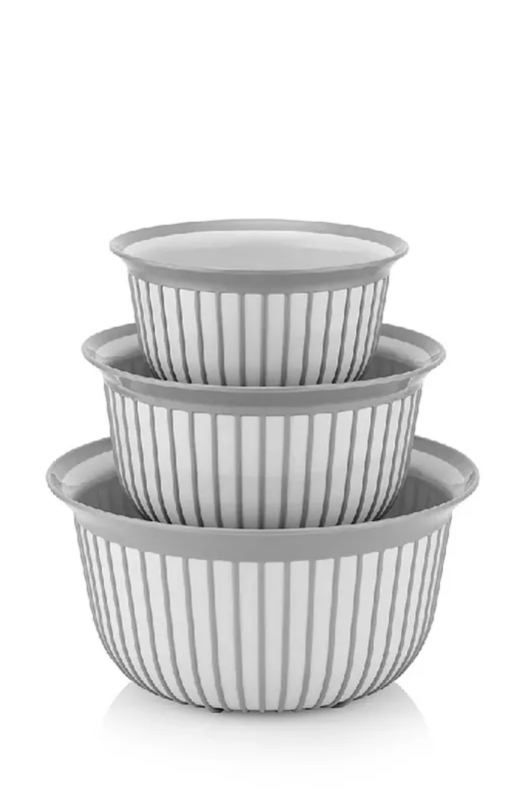 Stile Cucina 3lü Ekonomik Linea Yuvarlak Kase Seti Bej 3X (1 Litre- 2 Litre- 3 Litre)
