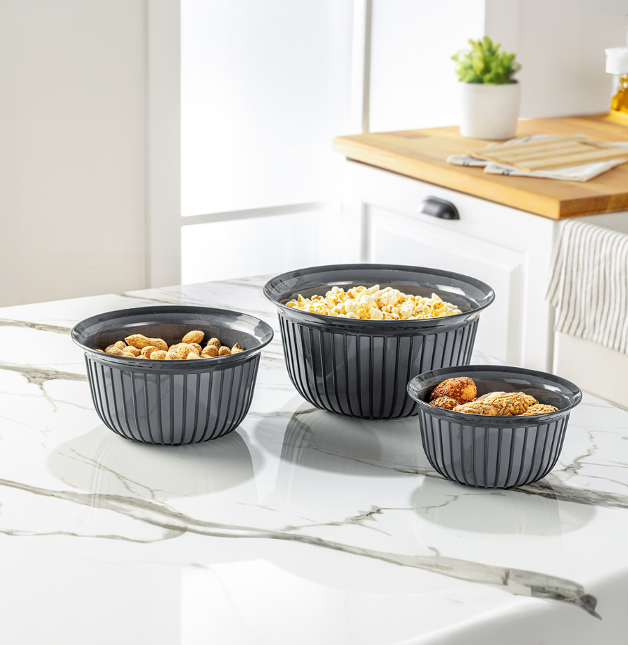 Stile Cucina 3lü Ekonomik Linea Yuvarlak Kase Seti Bej 3X (1 Litre- 2 Litre- 3 Litre)